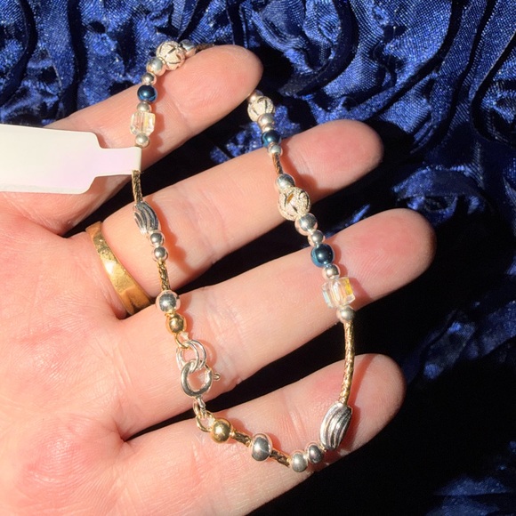 🥀SOLD❤️❤️❤️❤️STERLING SILVER & A touch of 18K GOLD FILLED BRACELET - Picture 4 of 9